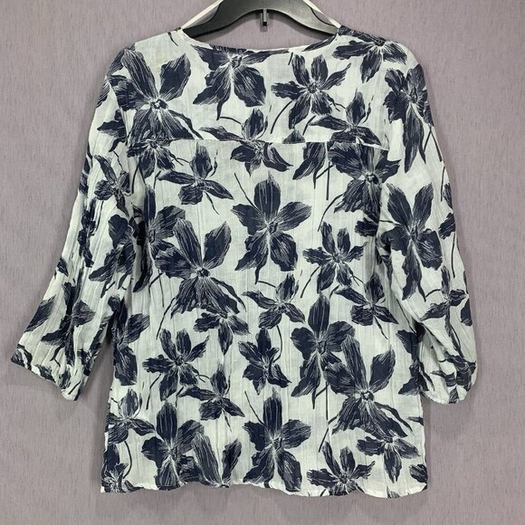 IMITZ Coton Tropical Floral Gauze Crinkle Blouse Size 38 - Picture 5 of 8